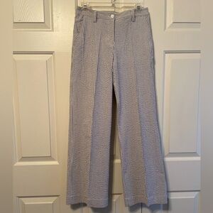 COPY - Isaac Mizrahi Straight Leg Blue & White seersucker pants